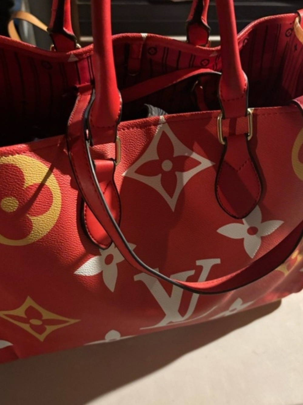 Louis Vuitton Red and Yellow Oversized Monogram Tote